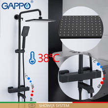 Load image into Gallery viewer, GAPPO shower system Black Bathroom shower set bath Mixers Waterfall thermostatic shower mixer Tap wall mounted Bathtub Faucet