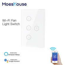 Load image into Gallery viewer, WiFi Smart Ceiling Fan Light Lamp Wall Switch Smart Life/Tuya APP Remote Various Speed Control Works with Alexa Echo Google Home